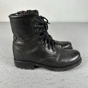 Freebird By Steven Manchester Boots Womens Size 7 Black Leather Combat Ankle Zip